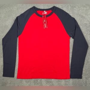 Equinox Gym Long Sleeve T-Shirt Men Large Red Blue  Crew Neck Cotton Casual Tee
